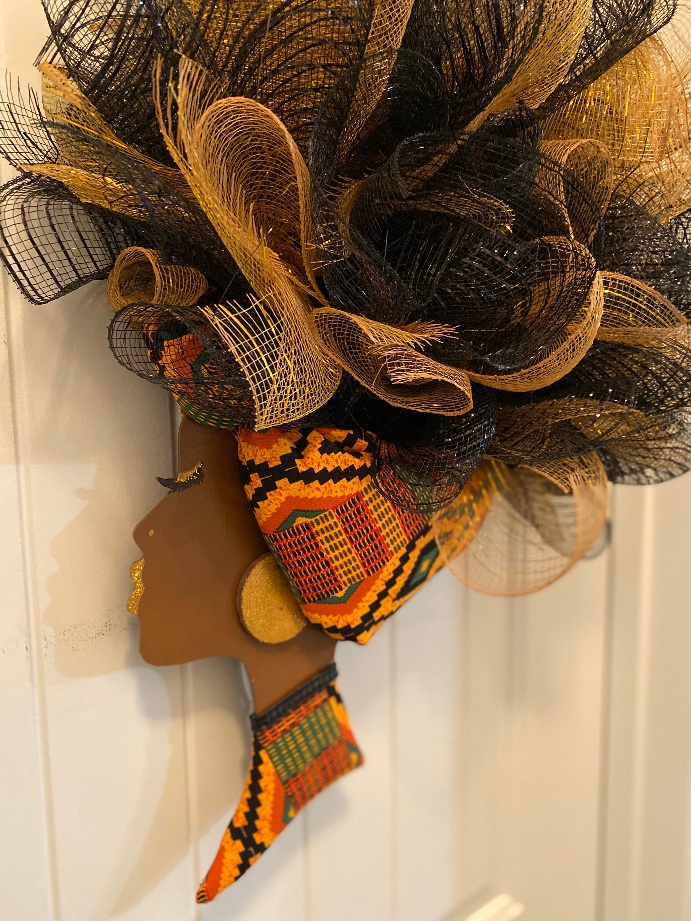 Kente Cloth Diva Wreath African American Diva Home Decor Black Etsy