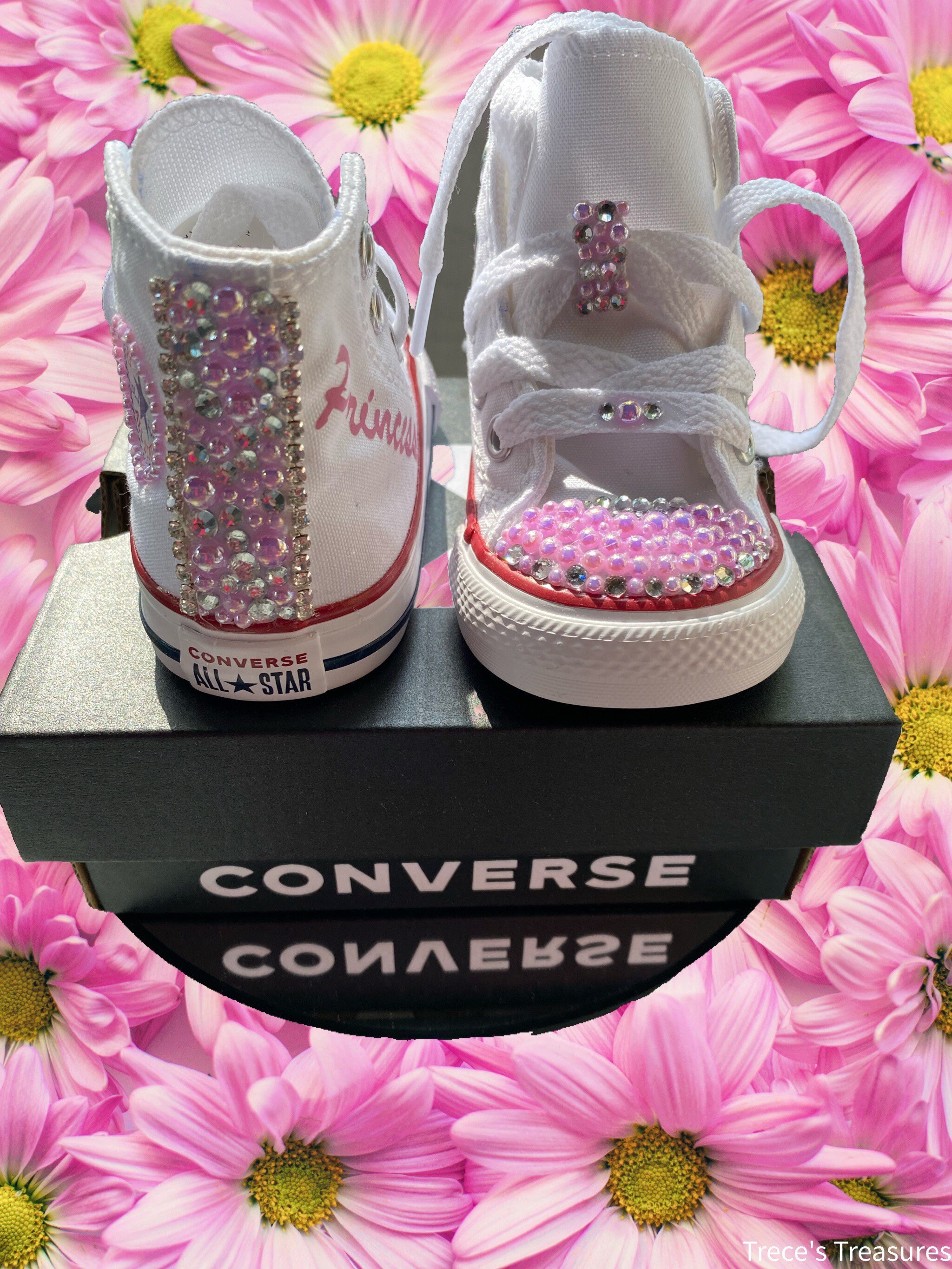 Infant Bling High Top Converse bedazzled princess pink sparkle little Diva sneakers free Shipping Etsy UK