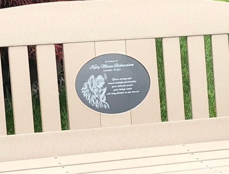 48 Memorial Bench with 8.5x11 laser engraved Stone Inlay afbeelding 7