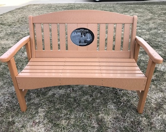 48" Memorial Bench with 8.5"X11" Laser Engraved Stone Inlay