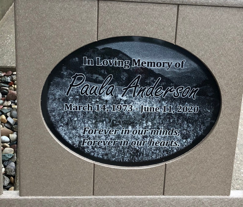 48 Memorial Bench with 8.5x11 laser engraved Stone Inlay afbeelding 10