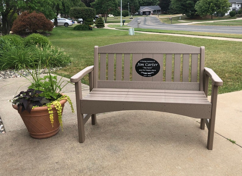 48 Memorial Bench with 8.5x11 laser engraved Stone Inlay image 2