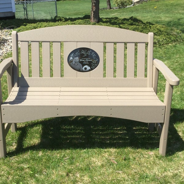 48" Memorial Bench with 8.5"x11" laser engraved Stone Inlay