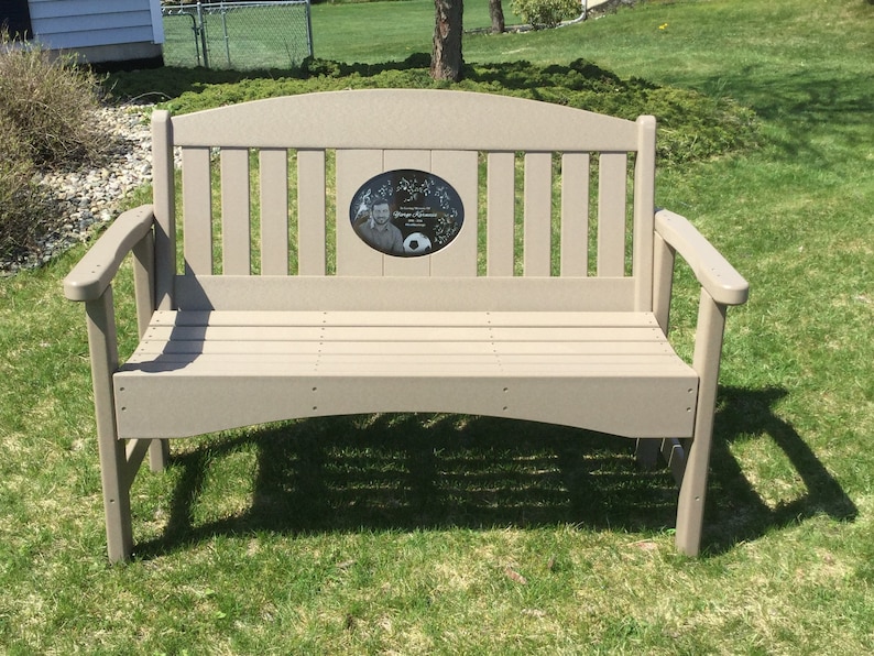 48 Memorial Bench with 8.5x11 laser engraved Stone Inlay image 1