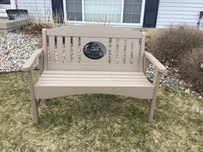 48 Memorial Bench with 8.5x11 laser engraved Stone Inlay image 3