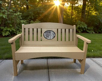 48" Memorial Bench with 8.5"x11" laser engraved Stone Inlay