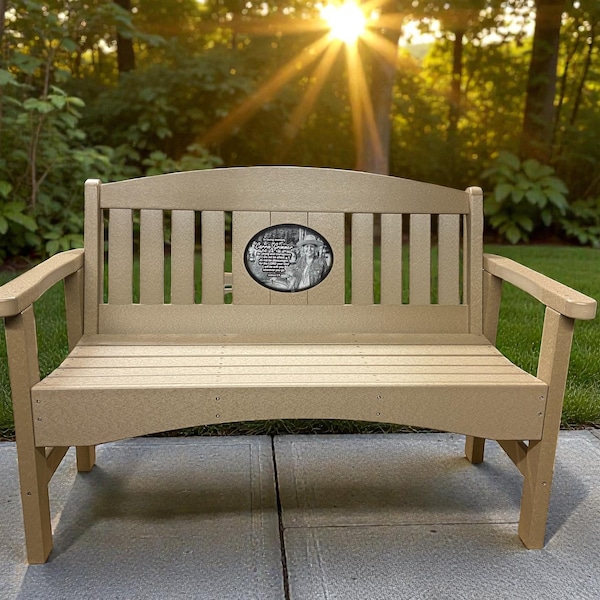48" Memorial Bench with 8.5"x11" laser engraved Stone Inlay