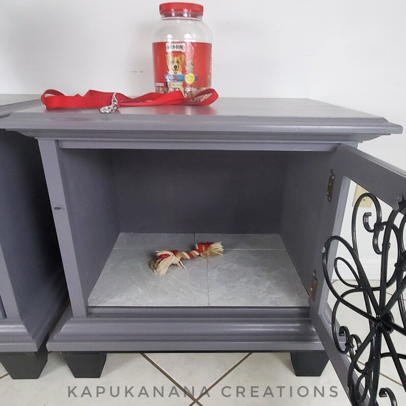 Pet Crate Table / Dog Crate / Table / Grey / Functional / Etsy