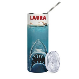 Personalize Jaws Vintage Poster Stainless Steel Tumbler