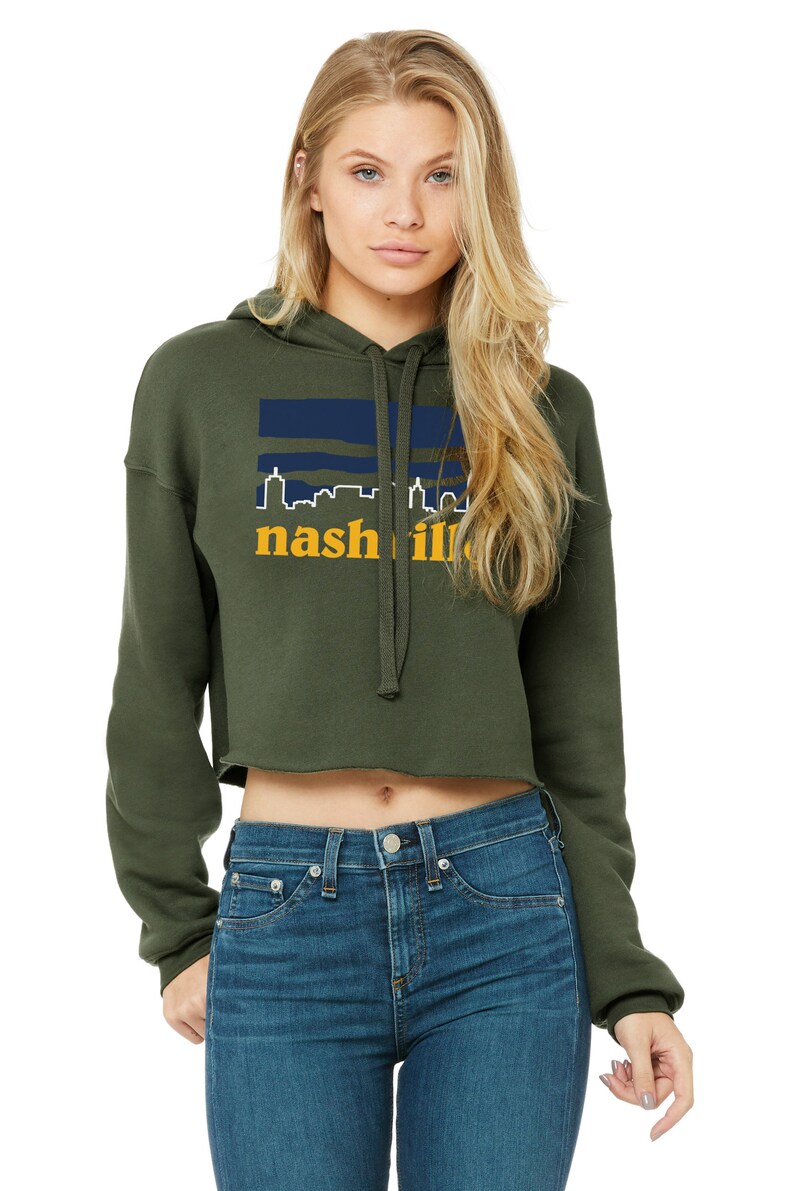 Women/'s Fleece Crop Hoodie Nashgonia Nashville Skyline Nashville Predators