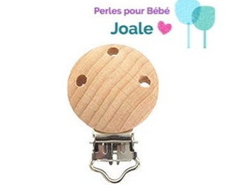 Raw Natural Wood Clip for Pacifier Attachment, 3 ventilation holes, 30mm, 35mm