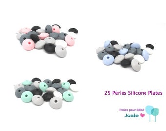 25 Flat Silicone Beads