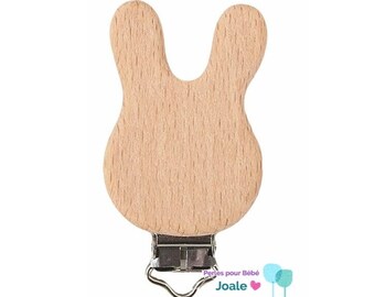 Clip Lapin en Bois Naturel Brut pour Attache Tetine