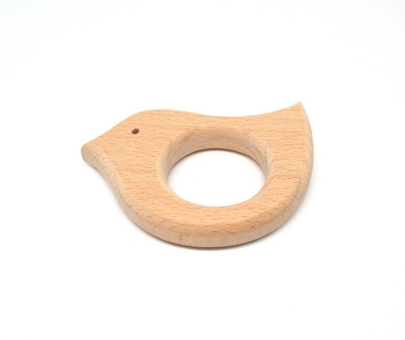 Bird Teething Ring in Raw Natural Wood image 1