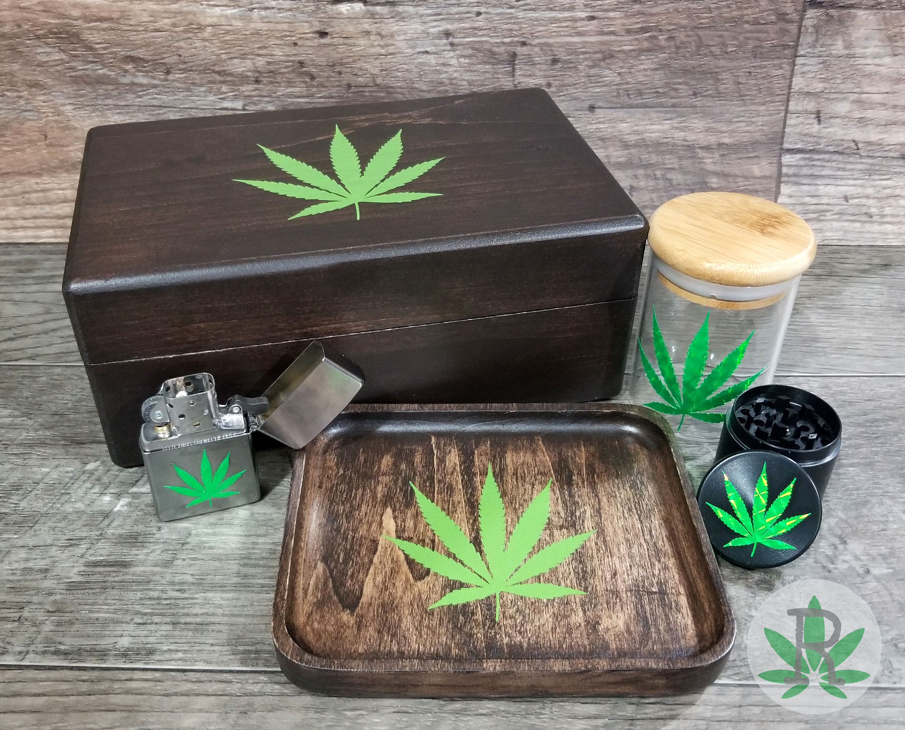 Complete Smoker Gift Set Includes Wood Stash Box Wood Rolling Etsy