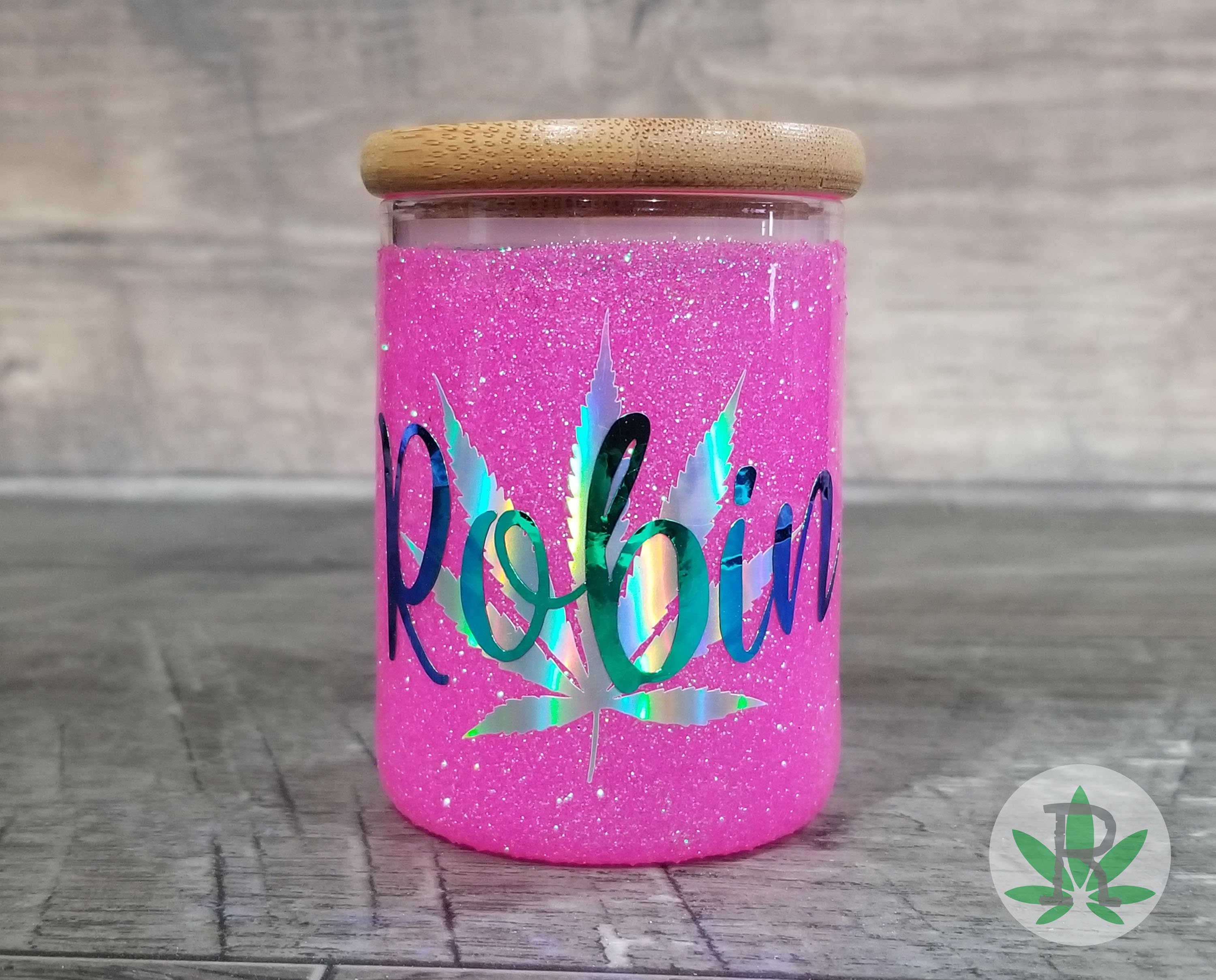 Personalized Glitter Stash Jar Custom Herb Holder Cannabis | Etsy
