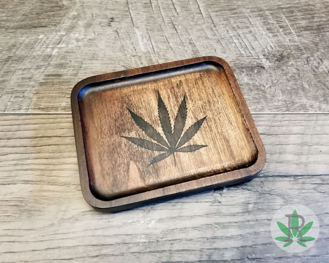 Wood Rolling Tray Marijuana Leaf Tray Cannabis Leaf Tray Etsy
