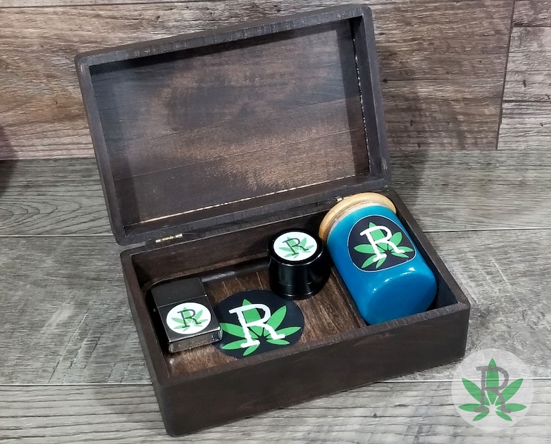 Complete Personalized Smoker Gift Set includes Wood Stash Box Etsy