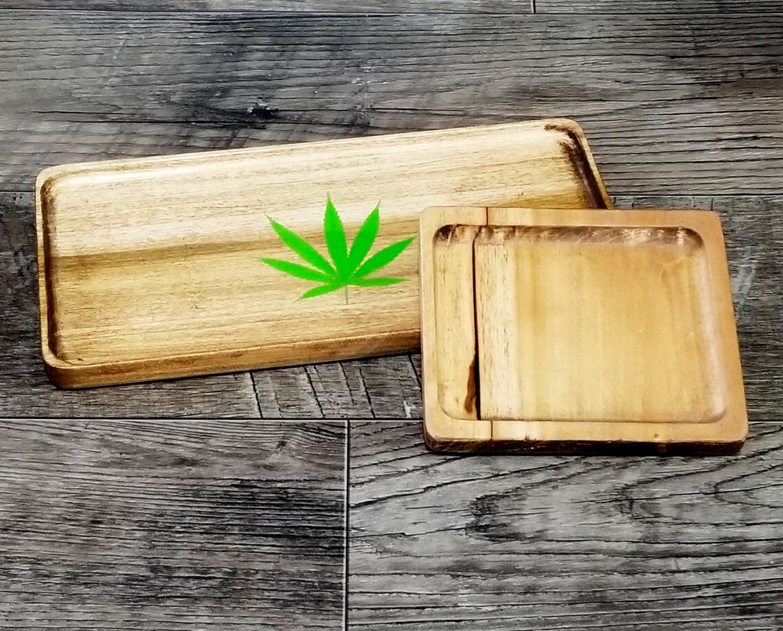 Light Wood Rolling Tray Marijuana Leaf Tray Cannabis Leaf Etsy