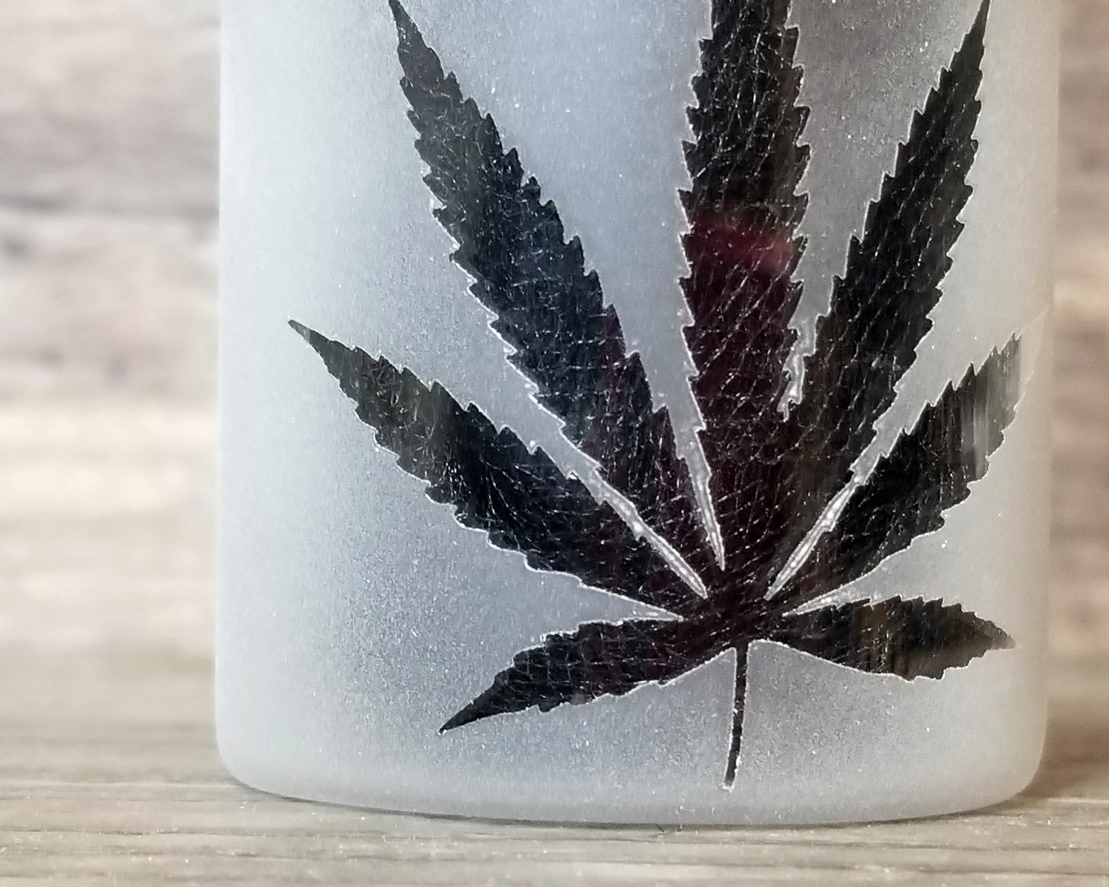 Etched Cannabis Leaf Glass Stash Jar Personalized Laser Etsy