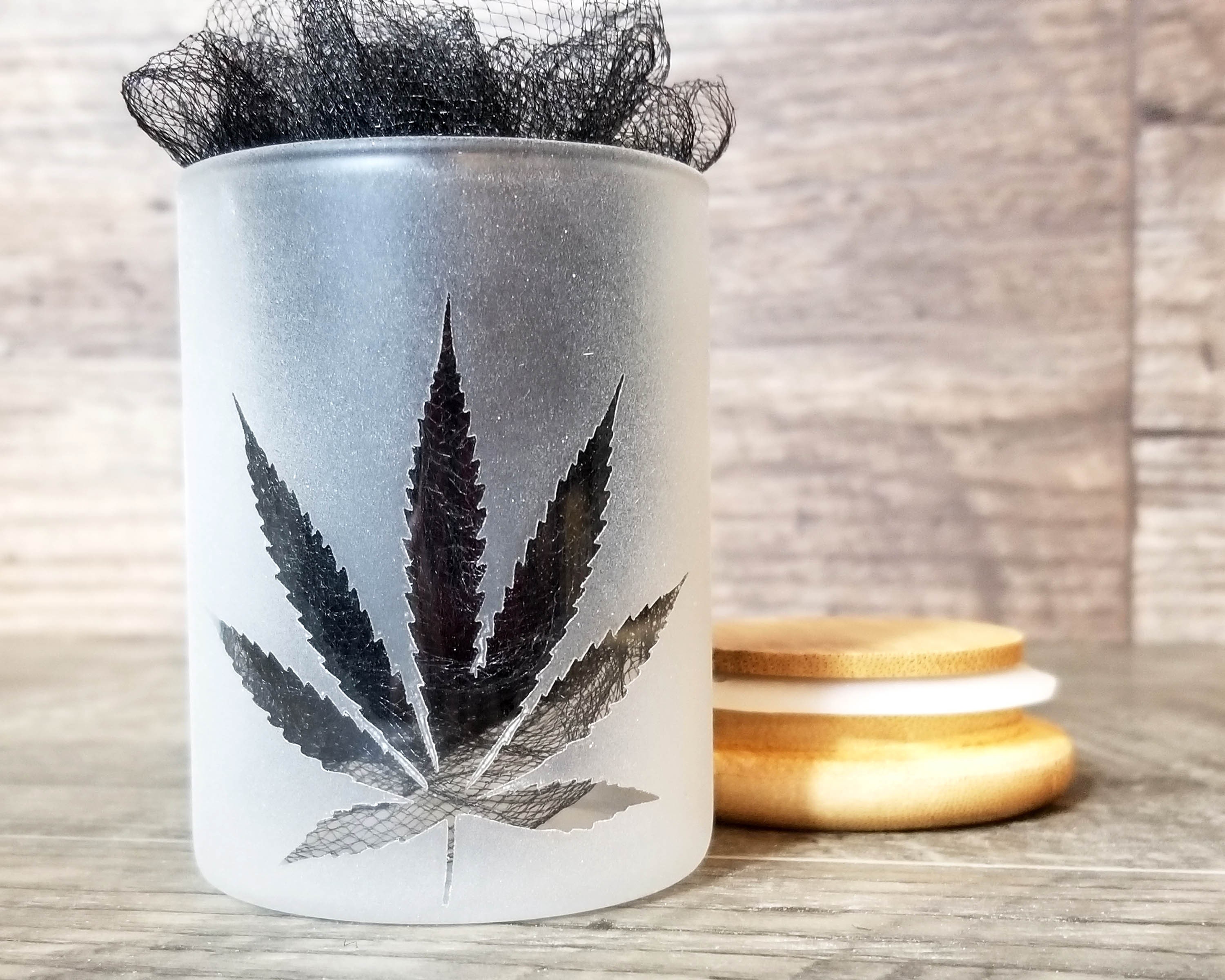 Etched Cannabis Leaf Glass Stash Jar Personalized Laser Etsy