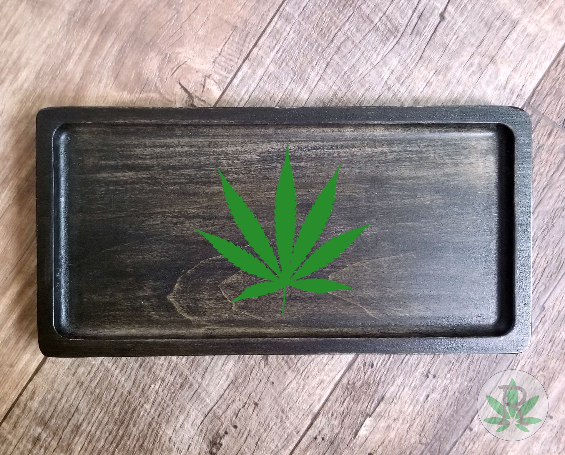Black Wood Rolling Tray Marijuana Leaf Tray Cannabis Leaf Etsy