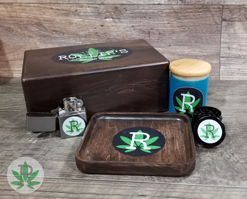 Complete Personalized Smoker Gift Set includes Wood Stash Box Etsy