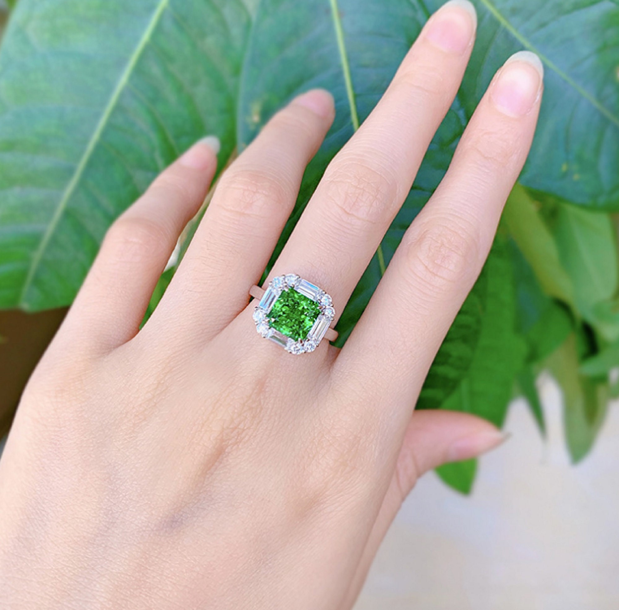 Emerald Ring 925 Sterling Silver 4 Ct Stone Fine Jewelry Etsy UK