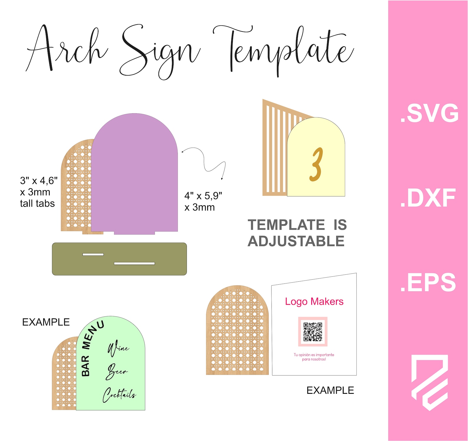 Arch Sign SVG Template - Social Media Sign - Svg DXF Ai Pdf Glowforge ...