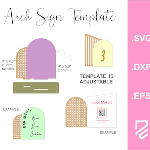 Boog teken SVG sjabloon - sociale Media teken - Svg DXF Ai Pdf Glowforge Cricut silhouet Laser gesneden bestand. Acryl-Hout.