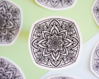 mandala sticker, mandala, mandala art, zen sticker, mandala art sticker, waterproof sticker, water bottle sticker, sticker