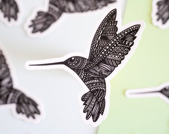 hummingbird gift, hummingbird sticker, bird lover gift, waterproof sticker, water bottle sticker, sticker, mandala sticker, bird sticker,