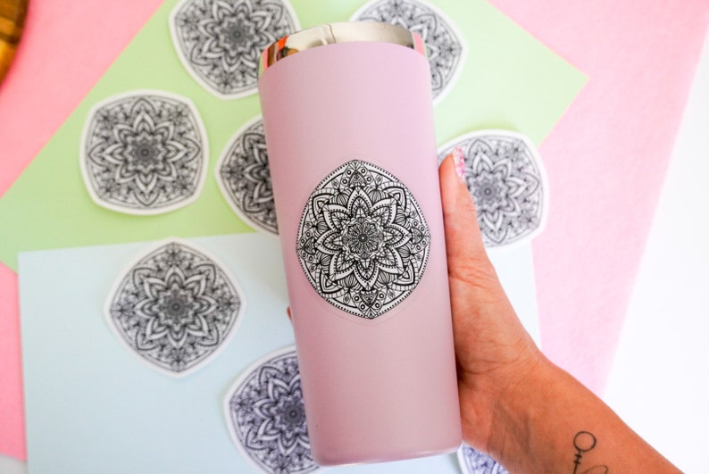 mandala sticker, mandala, mandala art, zen sticker, mandala art sticker, waterproof sticker, water bottle sticker, sticker image 4