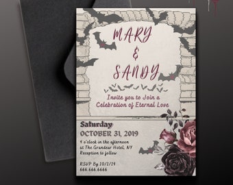 Gothic Bat Wedding/Party Invitation Editable, Printable ***Digital Download only***