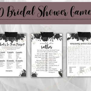Gothic Bridal Shower Game Bundle , Printable Bridal Shower Games, Digital Download only