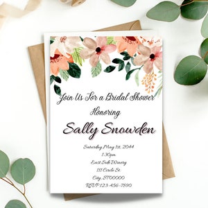 Simple Elegant Bridal Shower Invitation Editable, Printable Bridal Shower Invitation Card, Digital Download only