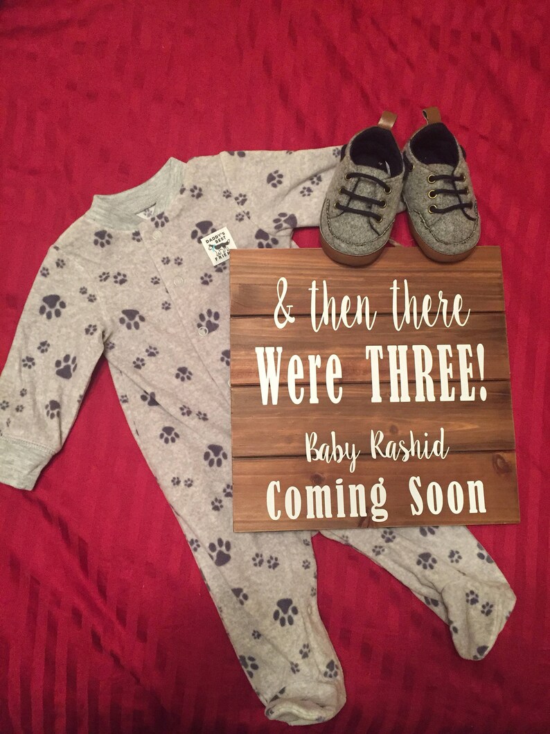 Baby Announcement Sign & then there were three Baby Coming Etsy