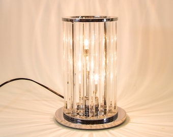 Postmodern table lamp | Crystal glass and chrome | Wofi Leuchten | vintage 90's