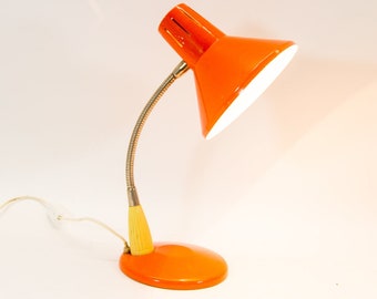 Industrial desk lamp | Polam | Bright orange | Gooseneck arm Vintage 60's