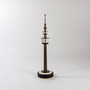 Midcentury desk ornament TV tower in Dortmund Glass and brass Vintage 60's image 1