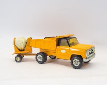 Tonka Pick-up mit Betonmischer-Anhänger | Vintage 70er Jahre