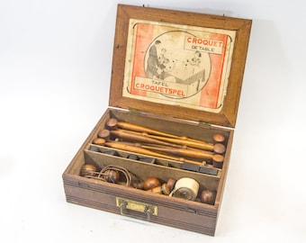 Antique croquet set | Original box | Table set | Early 19th century