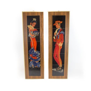 Vintage wall decoration | Ceramic tiles | Flamenco dancers | Charming and decorative | Vintage 70&#39;s