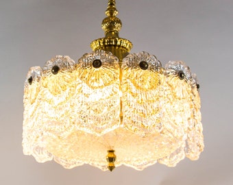 Mid-century chandelier | Kaiser Leuchten | Hollywood Regency | Iceglass | Vintage 60's