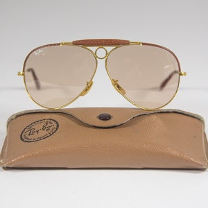 Ray-Ban Leathers Shooter | Light brown leather | Photo chromatic lenses | Bausch & Lomb | vintage 80's