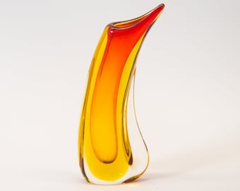 Vase courbé de Murano | Verre Sommerso | Michele Onesto pour Oball | millésime des années 80