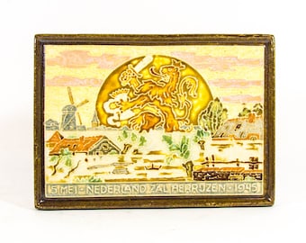 Porceleyne Fles | Wall | commemorative plaque WWII | Cloisonne tile | Vintage 40&#39;s