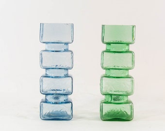 Set of 2 Pala vases | Riihimaki Glass Finland | Helena Tynell design | Vintage 60&#39;s