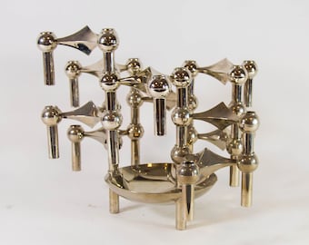 Set of 10 BMF stackable candle holders with rare dish | vintage 70's | Design by Ceasar Stoffi and Fritz Nagel