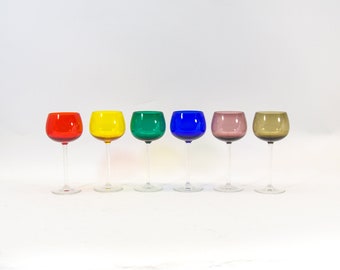 緑の脚にヴィンテージワイングラス6個 - Etsy 日本